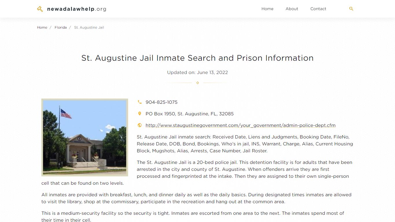 St. Augustine Jail Inmate Search, Visitation, Phone no ...