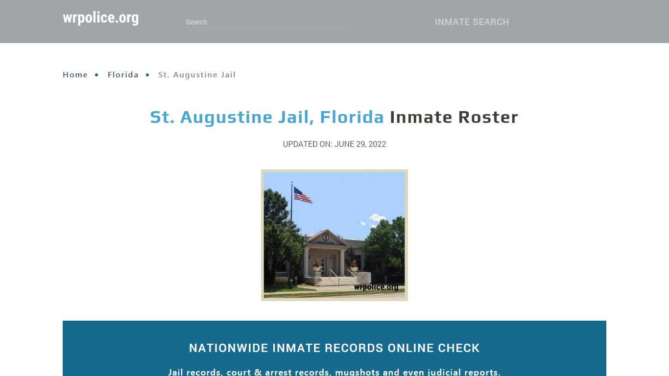 St. Augustine Jail, Florida - Inmate Locator