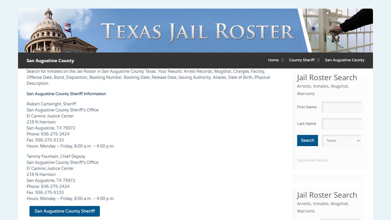 San Augustine County | Jail Roster Search